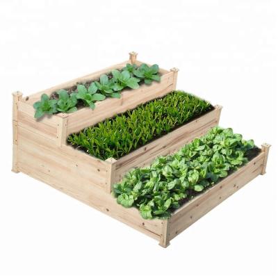 China American Style 3 Tier Wooden Raised Garden Bed Raised Planter Box for sale