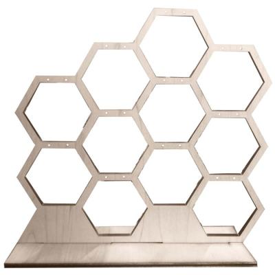 China Morden Natural Wood Honeycomb Hexagon Table Jewelry Earring Display for sale