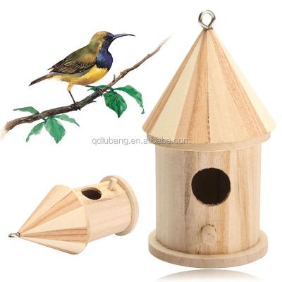 China Viable Wooden Bird House Hanging Bird Nests With Loop For Garden Yard Decoration for sale