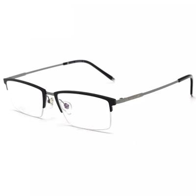 China Custom Titanium Reading Glass Material Half Rim Square Frame Reading Eye Glass Frames for sale