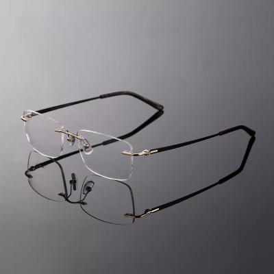 China For Memory Rimless Reading Glass Eyewear Model New Titanium Opticals Frame Glasses Spectacle Myopia Wholesale Optical Frames for sale