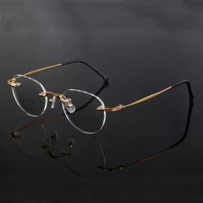 China For reading glasses ready handmade spec frame. Fashionable Rimless Optical Titanium Glasses Running New for sale