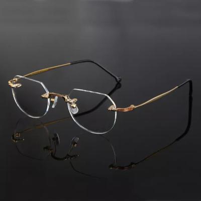 China For Reading Glasses 2023 Fashion Wholesale Pure Titanium Optical Frame Glass Eyewear Frameless Rimless Glasses for sale