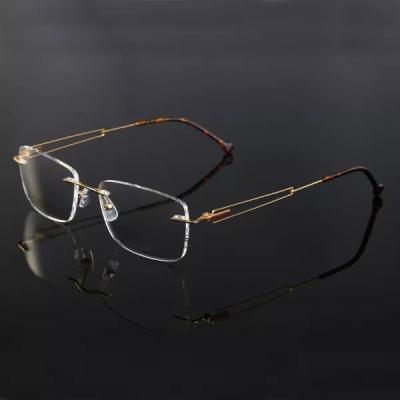 China For 2023 New Design Titanium Optical Glass Frames Rimless Eyewear Reading Glasses for sale