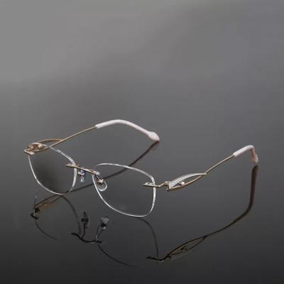 China For Reading Glasses Fashion Titanium Alloy Rimless Eyeglasses Mens Womens Ultralight Myopia Prescription Optical Glasses Eyewear for sale