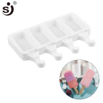 China 4 Cavities Viable Cuboid Shape Silicone Ice Cream Molds Homemade Popsicle Mold Freezer DIY Dessert Mold for sale