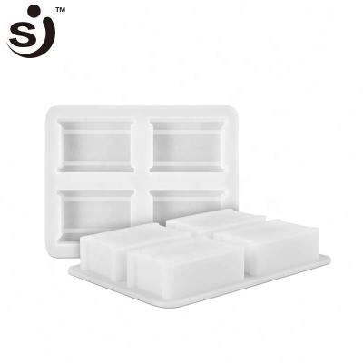 China Easy Sustainable To Demooulding 4 Cavity Rectangle Silicone Mold For Soap Making for sale