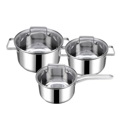 China Stocked 2022 6 Pcs Stainless Steel Cookingware Sets Casserole Kitchenware Ollas Cookware Sets Cooking Pot Set for sale