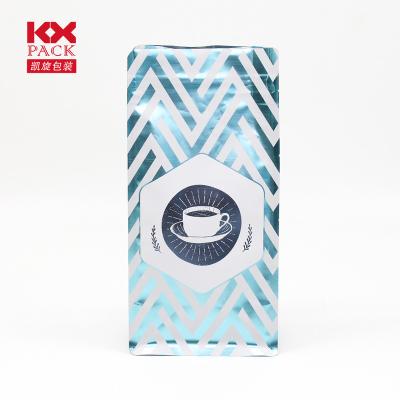 China Barrier Factory Food Grade Coffee Packaging Bag Aluminum Foil Flat Bottom Plastic Laminated Coffee Bag With Valve For Bean Packing for sale