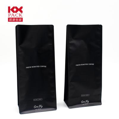 China Barrier Resealable Coffee Bean Packaging Bag One Way Degassing Valve With Zipper Flat Bottom Ziplock Pouch For Coffee Bean Packing for sale