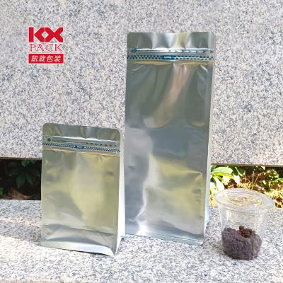 China Aluminum Barrier Coffee Foil Zippered Lock Flat Bottom Bags Resealable Coffee Beans Packaging Bags for sale