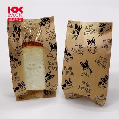 China Disposable Brown Kraft Paper Custom Bakery Bread Packaging Bags for sale