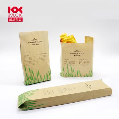 China Disposable Food Grade Customized Grease Making Brown Paper Bag For Bread Resistant Packaging Bakery Packaging Kraft Paper Bag With Window For Breads for sale