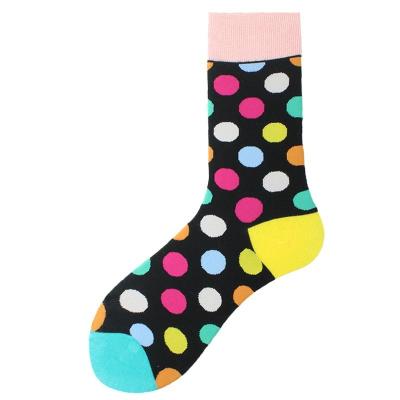 China Sporty Colorful Fun Bangs Design Mens Dress Custom Logo Happy Socks Happy Polka Dot Socks for sale