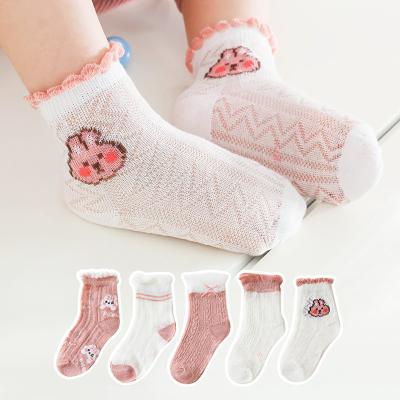 China Summer Mesh Thin Baby Socks Cotton Solid Color Baby QUICK DRY Floor Bangs Cartoon for sale