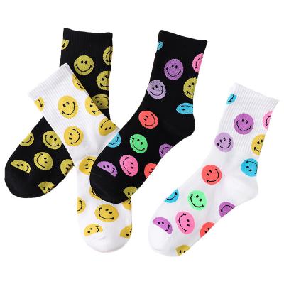 China New Style Antibacterial Wholesale Cotton Sports Female Stockings Smiley Face Socks Insti Wind Tube Female Socks for sale