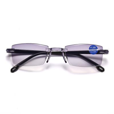 China Slim 2022 Brand New HD Fashion Anti-fatigue Black Frameless Detachable Anti-Blue Lightweight Reading Glasses for sale