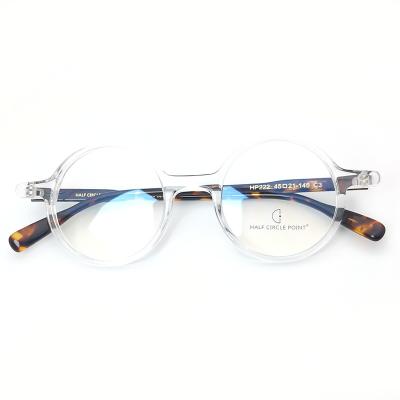 China Fashionable Acetate Glass Duotone Frame HP222f Clear Round Vintage Full Frame Optical Frame for sale