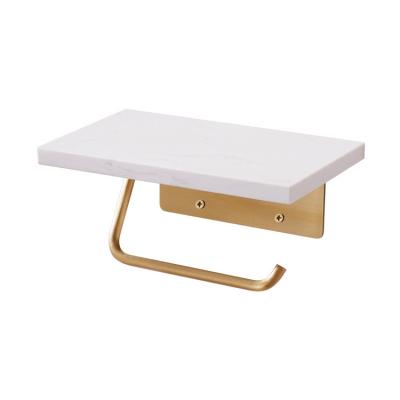 China Modern Brass Toilet Paper Holder With Marble Shelf 12*20CM for sale