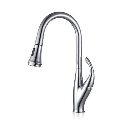 China Thermostatic Faucets Deck Mounted Zinc Handle Kitchen Water Tap Faucets With Pull Out Spout for sale