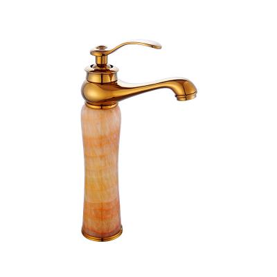 China Metered Faucets Exaggerated Marble Cylindrical Swept Deck Mounted Single Handle Basin Bathroom Faucet for sale