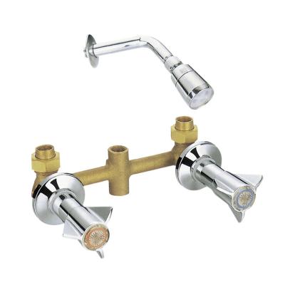 China Without Slide Bar China Brass Body Handle Bathroom Shower Faucets Double Mixer Taps for sale