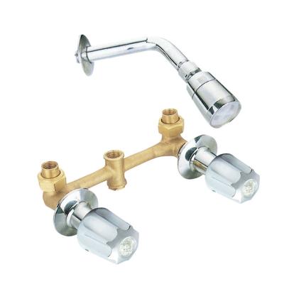 China Without Slide Bar Bathroom Double Handle Shower Mixer Tap Wall Mounted Faucet for sale