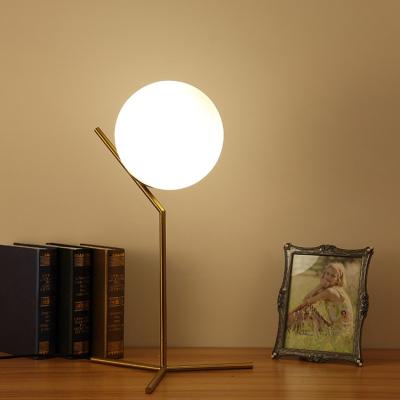 China Modern Round Glass Ball Table Lamp Gold Study Bedside Table Lamps for sale