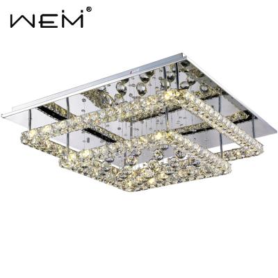 China New Contemporary Hot Selling Crystal Ceiling Lamp Decoration Simple Design Led 40W Square K9 Crystal Ceiling Light for sale