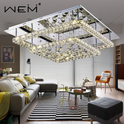 China Fashion Modern Design Outdoor Mounted High Quality Ceiling Light 2 Layers Square Crystal Led Pendant Ceiling Light For Hotel for sale