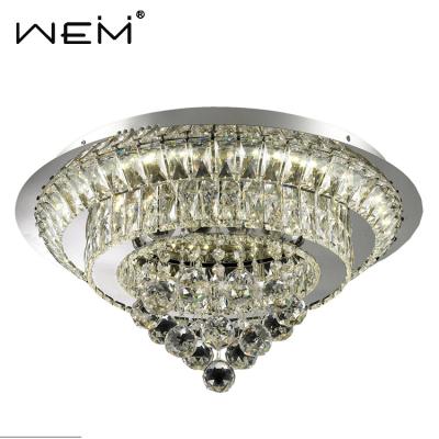 China Restaurant decor ceiling lamp outdoor mounted luxury crystal ball led chandelier steel ceiling lights for bedroom for sale