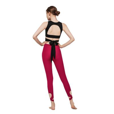 China Breathable Fitness Women Running 2 Piece Workout Yoga Set Gym Yoga Suit Vest Top And Pant Bottoms Yoga Pants for sale