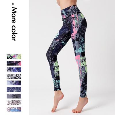 China New Designs Breathable Women Fitness Wear Printing Quick-drying High Waist Sports Fitness Pants Printed Yoga Gaiters for sale