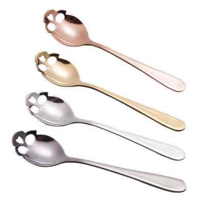 China Food Grade SUS 304 Skull Metal Stainless Steel Stocked Dessert Spoon for sale