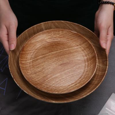 China 20cm Stocked 6 Inch Pattern Wooden Wheat Straw Plastic Dinner Plate for sale