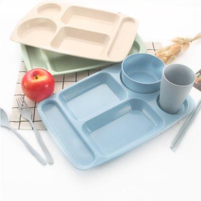 China Wheat Straw Tableware Set Family Portable Unbreakable Dinnerware Suit Eco-Friendly Sustainable for sale