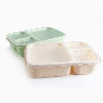 China Wheat Free Microwavable Eco Friendly Straw Container Food Container Bento Kid's BPA Plastic Salad Lunch Box for sale