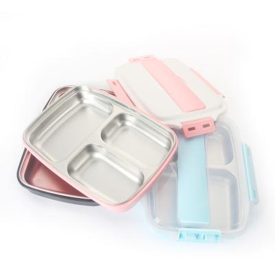 China BPA Free Heatable Eco Friendly Plastic Bento Divided Plate Dish Set Stainle Steel Lunch Box for sale