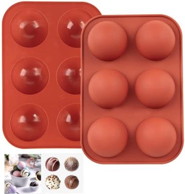 China 2 Pack 6-Cavity Semi Sustainable Sphere Silicone Baking Hot Chocolate Bomb Making Mold for sale