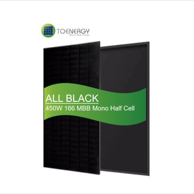 China TOENERGY Malaysia All Black 450 Watt Project Solar Panel With 144 Pcs 166mm Mono MBB Half High Efficiency Cells For PV Project for sale