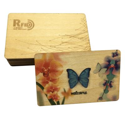 China CR80 Smart Business Wooden Card Hotel Recyclable Eco - Friendly WOODEN Locking Rfid Smart Card for sale