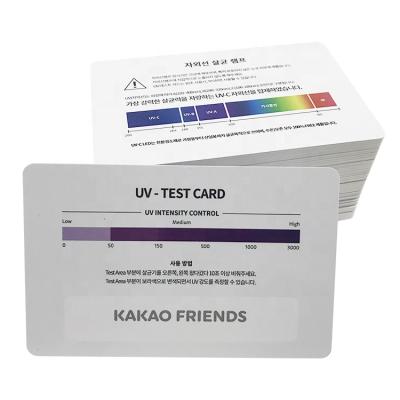 China Hotsale PVC/PET/ABS PVC Color Sensor UV Intensity Test Cards Change Material UV Test Card for sale