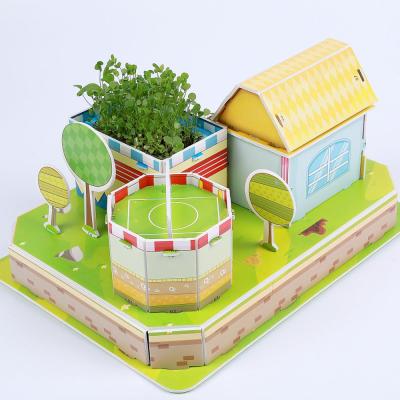 China American Early Style Flow Toy 3D DIY Kid Learning Planting Cottage Puzzle Toys for sale