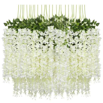 China Wedding Flower Vine Garland Hanging Silk White Wisteria Wedding Decoration Family Party Decoration Flowers Artificial Wisteria for sale