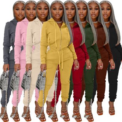 China Custom Logo Anti-Pilling Fall Winter Ladies Casual Long Sleeve Sweatpants And Hoodie Set Velvet Women Joggers Pants Two Piece Set for sale