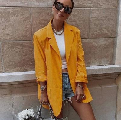 China 2021 New Amazon Ladies Anti-Wrinkle Jacket Loose Fashionable Drops Solid Color Casual Suit For Women Coat for sale