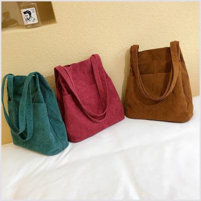 China Handbag Corduroy Designer Logo Shoulder Bag Corduroy Ladies Simple Solid Color Corduroy Bag QUICK DRY Custom Luxury Trend Bag 2021 New for sale