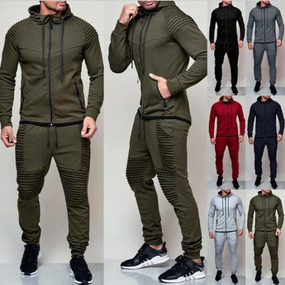 China Fashion breathable men sweatsuit stripe custom slim fit cardigans hoodie casual winter two-piece outfits set in training and jogging wear for sale