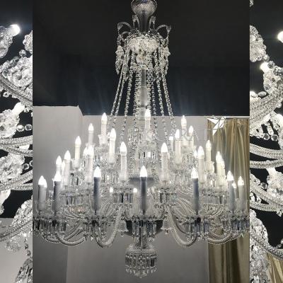 China Traditional Custom Made Luxury Duplex Crystal Stairwell Lamp Lighthouse Hotel Chandelier Light 48 Lamps Crystal Living Lamp for sale