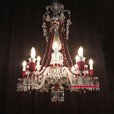 China French Style Living Room Chandelier Midnight for Bed Room Chandelier Red Color Decorative Crystal Pendant Lamp for sale